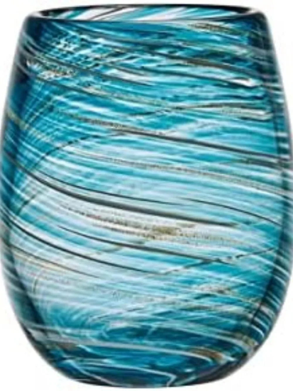 Colorful Stemless Wine Glasses Set of 4 - Elegant Blue Drinkware for Parties